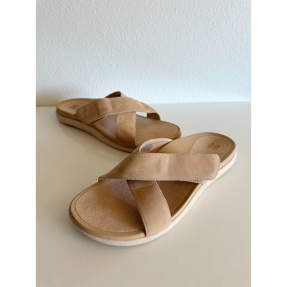 ABEO Laguna Slide Sandal Sand Beige Criss Cross Comfort Orthopedic Women's 9.5